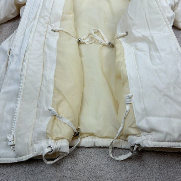 Vintage Express Badger Fur Trim Coat Womens Small Ivory Campagnie Internationale - Picture 9 of 15